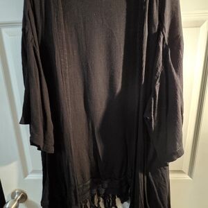 Black Fringe Kimono Cardigan